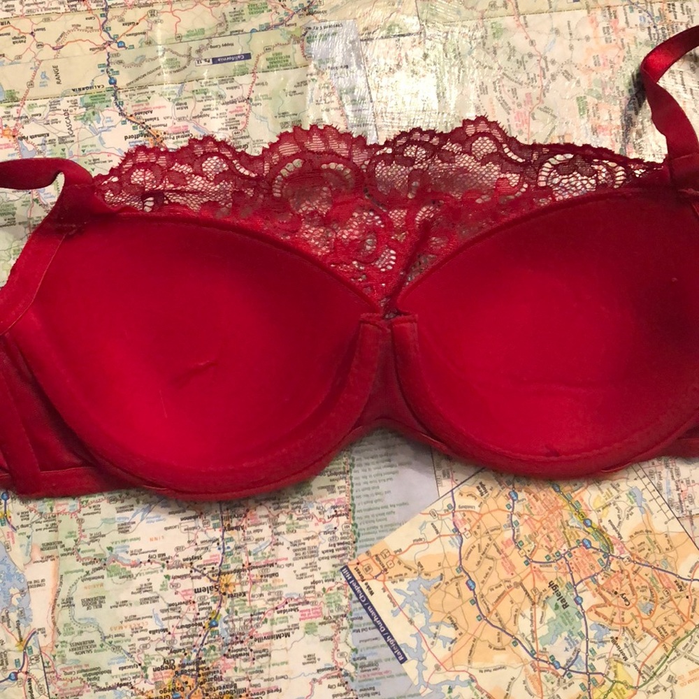 Red lace tank top bra